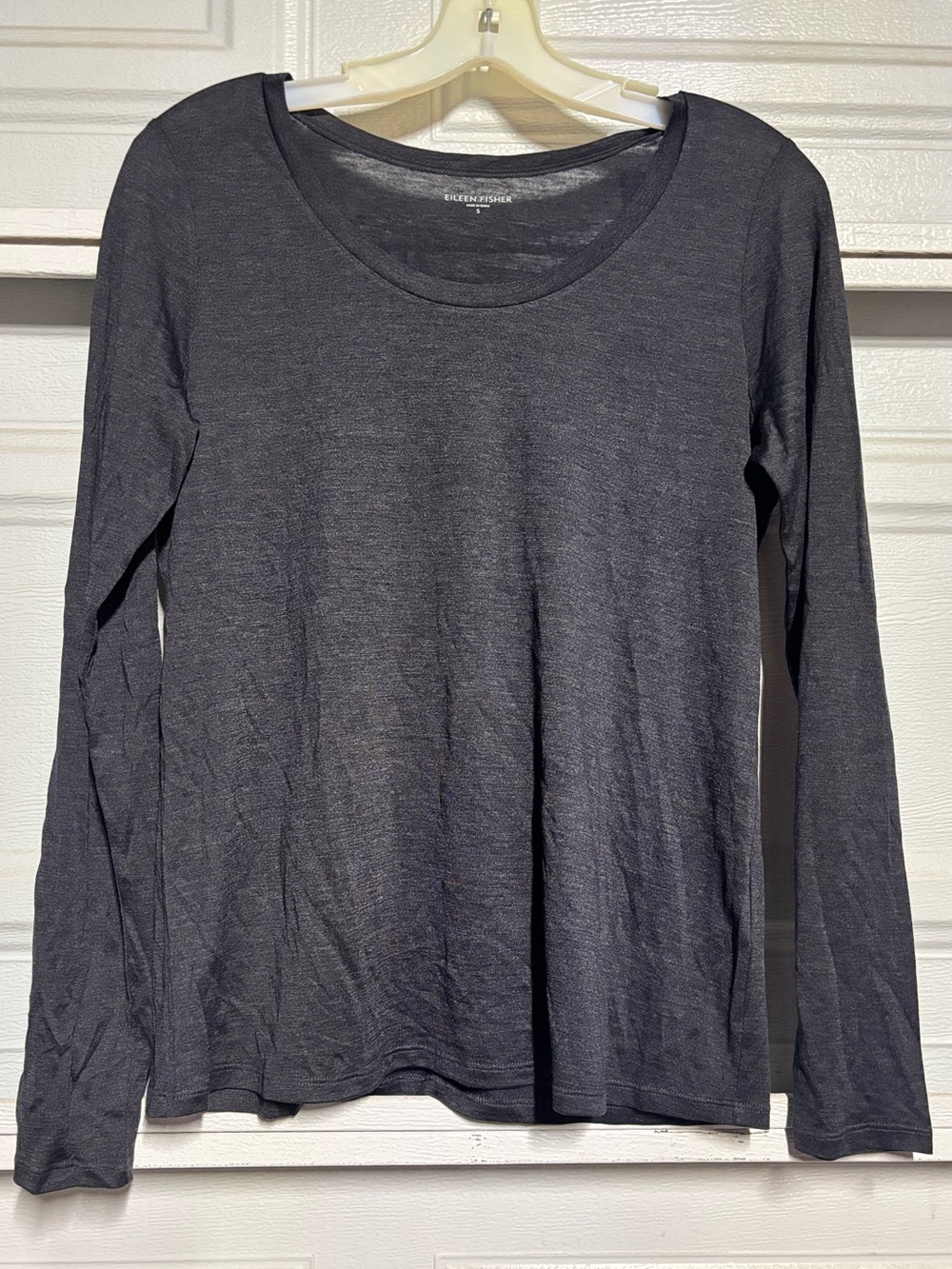 Eileen Fisher Charcoal Scoop Neck Long Sleeve Top
